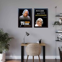 Famous APJ Abdul Kalam with Motivation Quotes - Framed Quotes Poster photo frame ( set of 2)