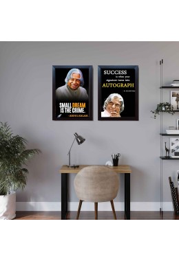 Famous APJ Abdul Kalam with Motivation Quotes - Framed Quotes Poster photo frame ( set of 2)